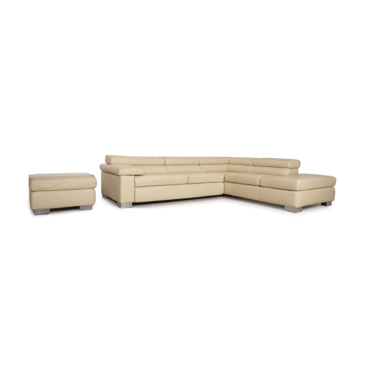 Cream Leather Courage Sofa & Ottoman from Ewald Schillig, Set of 2