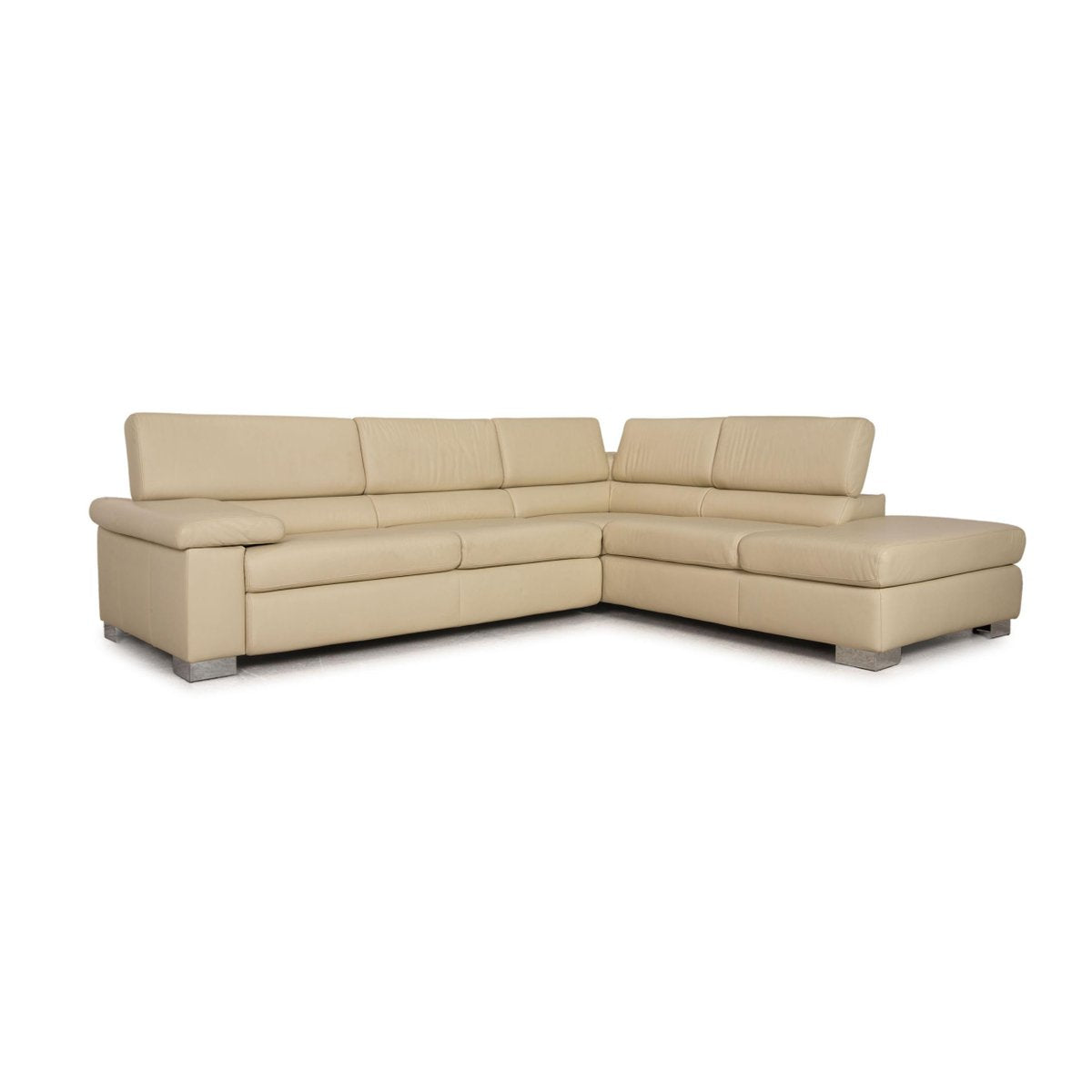 Cream Leather Courage Sofa & Ottoman from Ewald Schillig, Set of 2