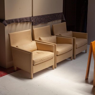 Cream Leather Vivette Club Chairs by Luca Meda, 1980s-QVY-1398977