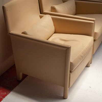 Cream Leather Vivette Club Chairs by Luca Meda, 1980s-QVY-1398977