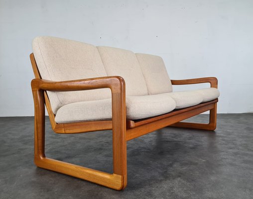 Cream Sofa in Teak attributed to Poul Jeppesen-UYS-1420350