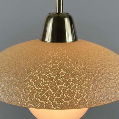 Cream Textured Glass and Brass Pendants, Sweden, 1950s-OE-1750839