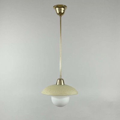 Cream Textured Glass and Brass Pendants, Sweden, 1950s-OE-1750839