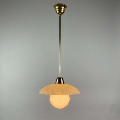 Cream Textured Glass and Brass Pendants, Sweden, 1950s-OE-1750839