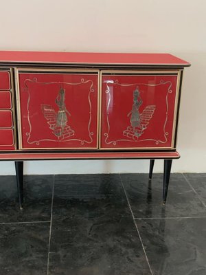 Credenza by Umberto Mascagni Rosso Bordeaux, 1950s-IJR-1706664