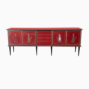 Credenza by Umberto Mascagni Rosso Bordeaux, 1950s-IJR-1706664