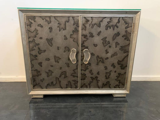 Credenza in Glossy Metal Leafs, 1980s