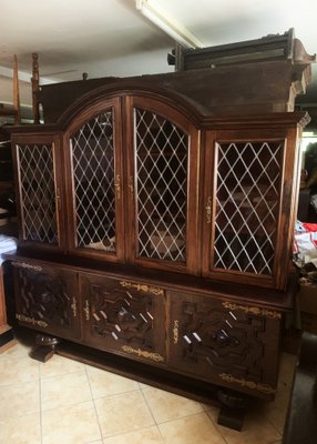 Credenza in Oak with Stained Glass Windows-WQQ-2020254