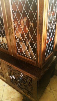 Credenza in Oak with Stained Glass Windows-WQQ-2020254