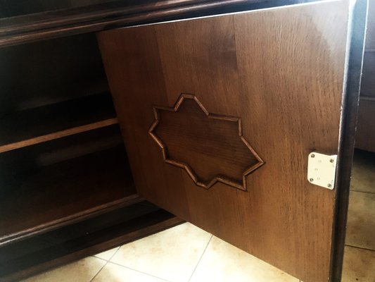 Credenza in Oak with Stained Glass Windows-WQQ-2020254