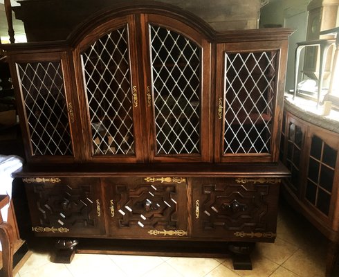 Credenza in Oak with Stained Glass Windows-WQQ-2020254