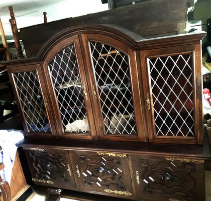 Credenza in Oak with Stained Glass Windows-WQQ-2020254