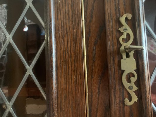 Credenza in Oak with Stained Glass Windows-WQQ-2020254