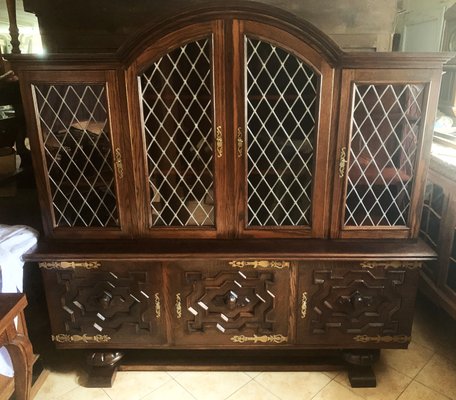 Credenza in Oak with Stained Glass Windows-WQQ-2020254