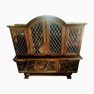 Credenza in Oak with Stained Glass Windows-WQQ-2020254