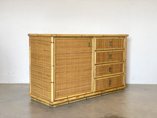 Credenza in Wicker and Bamboo from Dal Vera, 1970s