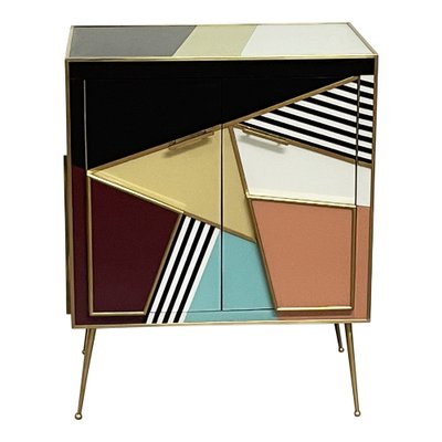 Credenza with 2 Multicolor Glass Doors, 1980s-BEW-1795769