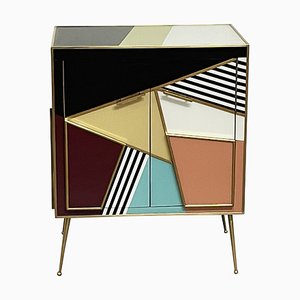 Credenza with 2 Multicolor Glass Doors, 1980s-BEW-1795769