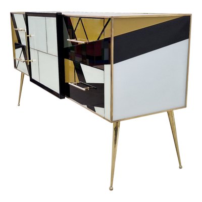 Credenza with Four Drawers and One Door in Murano Glass, 1980s-BEW-1790261