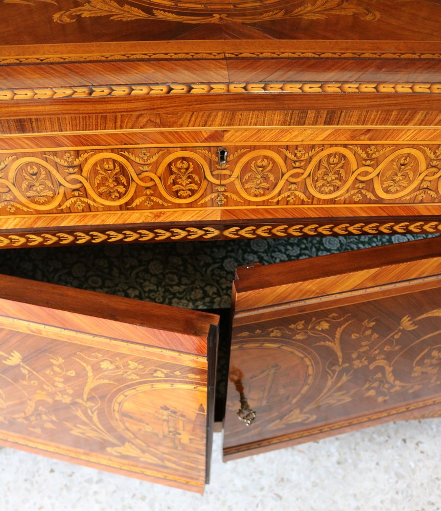 Credenza with Richerly Inlaid Neoclassical Lift, 1990s