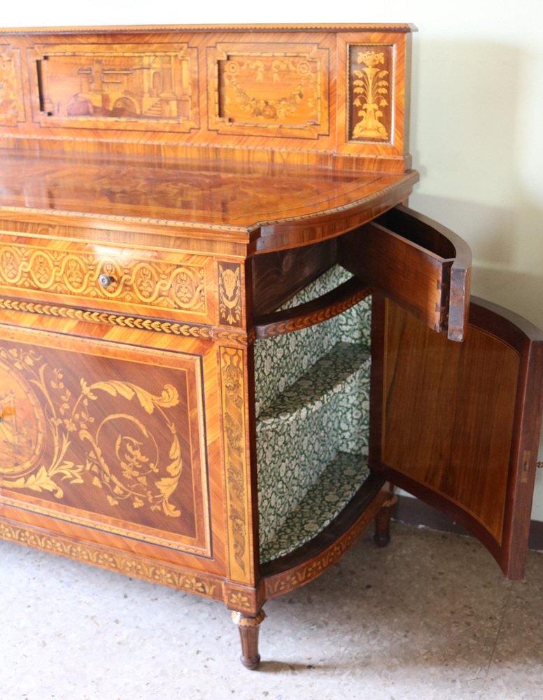 Credenza with Richerly Inlaid Neoclassical Lift, 1990s