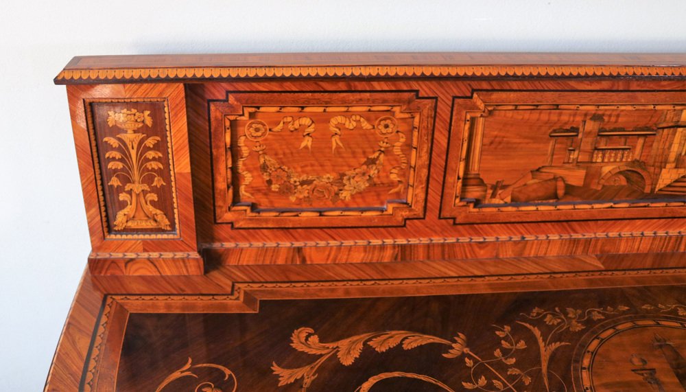 Credenza with Richerly Inlaid Neoclassical Lift, 1990s