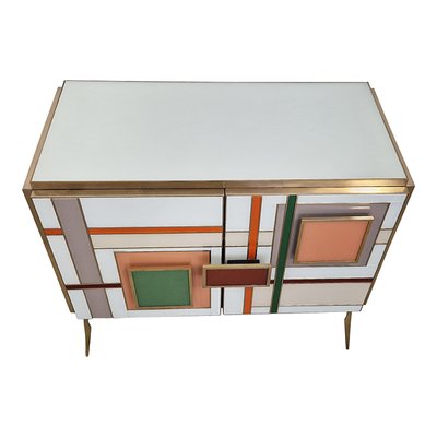 Credenza with Two Multicolored Glass Doors, 1980s-BEW-1822703