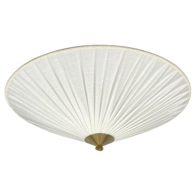 Creme Fabric & Brass Flush Mount by Paavo Tynell Itsu Oy, Finland, 1950s-OE-2023175