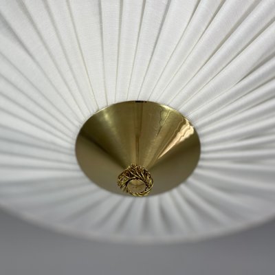 Creme Fabric & Brass Flush Mount by Paavo Tynell Itsu Oy, Finland, 1950s-OE-2023175