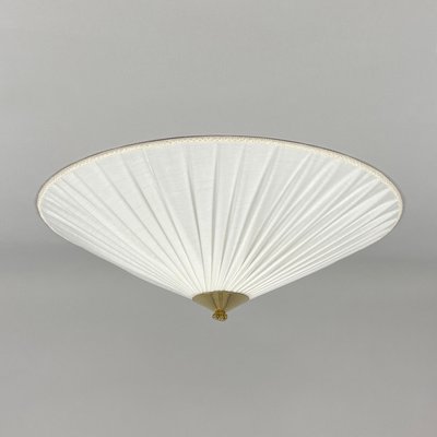 Creme Fabric & Brass Flush Mount by Paavo Tynell Itsu Oy, Finland, 1950s-OE-2023175