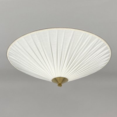 Creme Fabric & Brass Flush Mount by Paavo Tynell Itsu Oy, Finland, 1950s-OE-2023175