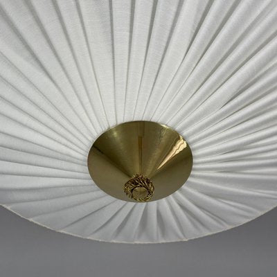 Creme Fabric & Brass Flush Mount by Paavo Tynell Itsu Oy, Finland, 1950s-OE-2023175