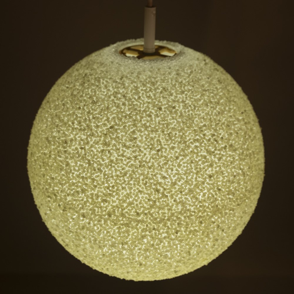 Creme Sugarball Moon Pendant Lamp by John & Sylvia Reid for Rotaflex