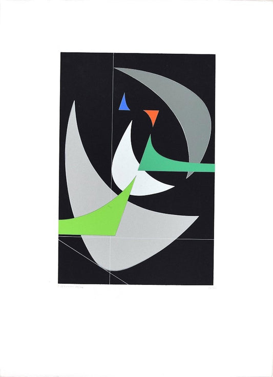 Crescent Moon - Original Screen Print by Luigi Veronesi - 1970s