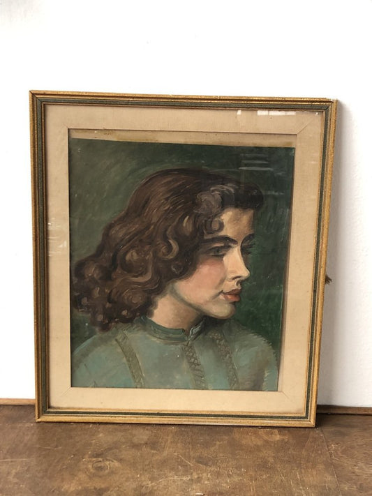 Crespin Dominique, Portrait of a Young Woman, Oil Painting on Cardboard, 1951