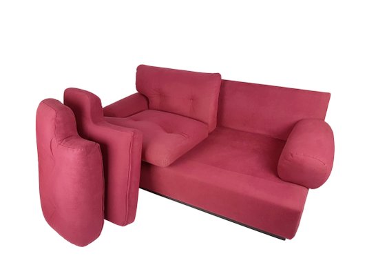 Crimson Alcantara 2-Seater Sofas by Piero Ranzani for Elam, 1960s, Set of 2-RD-2020511