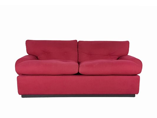 Crimson Alcantara 2-Seater Sofas by Piero Ranzani for Elam, 1960s, Set of 2-RD-2020511