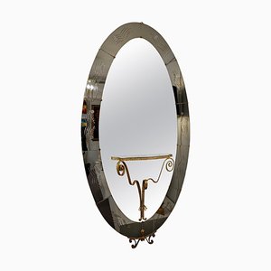 Cristal Art Mirror with Console Attributed to Luigi Colli, Italy, 1950s-FGA-922639