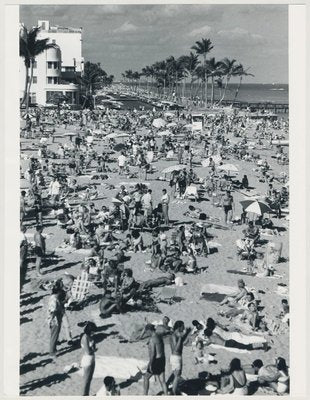 Crowded Beach, Florida, USA, 1960s, Black & White Photograph-DYV-1245436