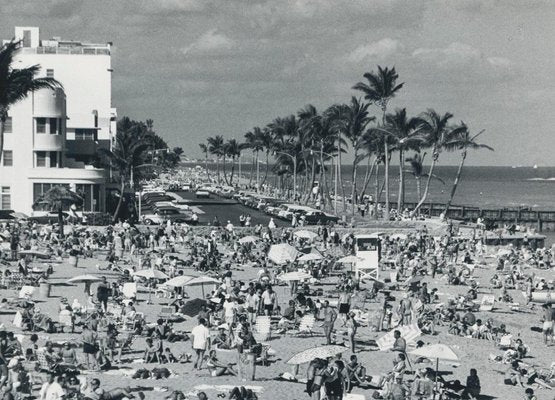 Crowded Beach, Florida, USA, 1960s, Black & White Photograph-DYV-1245436