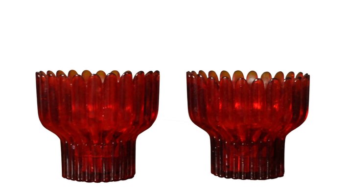 Crown Candleholders in Glass attributed to Sigvard Bernadotte for Lindshammar, 1950s, Set of 2-KDW-1763448