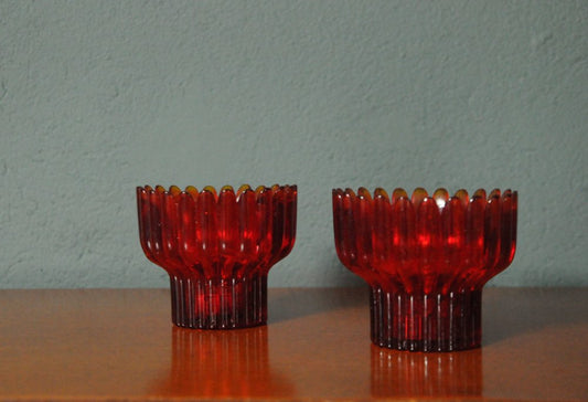 Crown Candleholders in Glass attributed to Sigvard Bernadotte for Lindshammar, 1950s, Set of 2