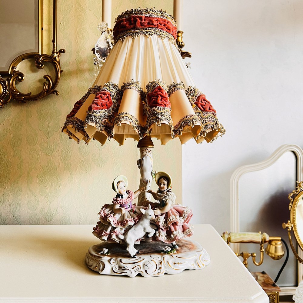 Crown Dresden Lace Porcelain Table Lamp, Germany