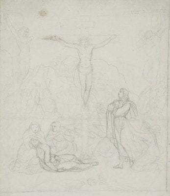 Crucifixion Scene, 19th-Century, Pencil-OJR-1273485