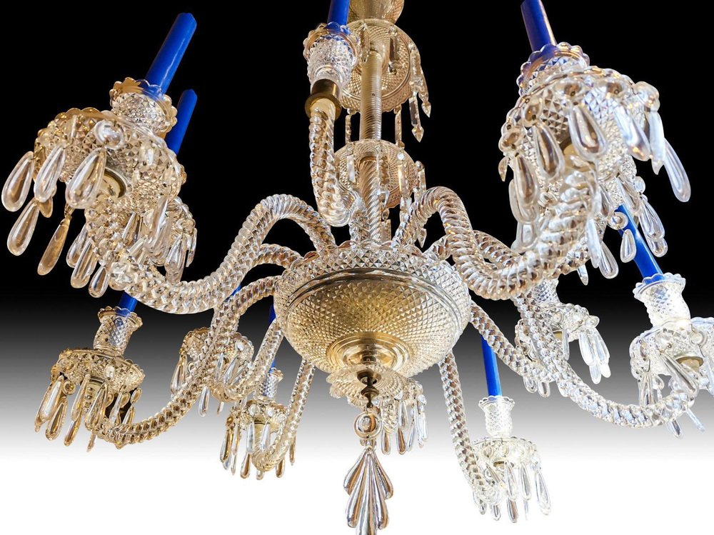 Crystal 12-Arm Chandelier with Finely Decorated with Pearls from Baccarat, 19th Century