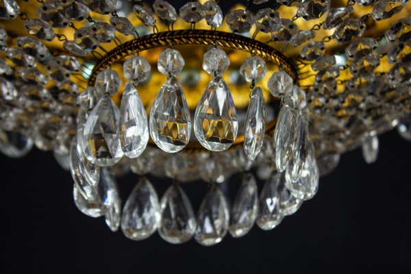 Crystal and Brass Chandelier, Italy, 1930s-MBH-1031855