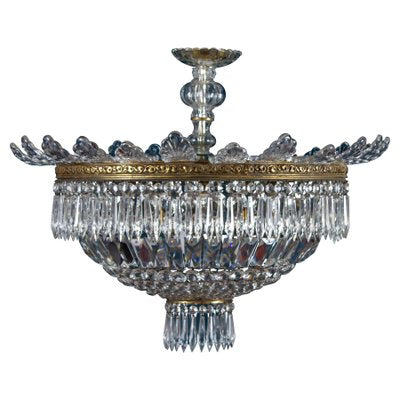 Crystal and Brass Chandelier, Italy, 1940s-MBH-1032504