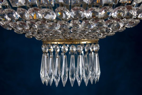 Crystal and Brass Chandelier, Italy, 1940s-MBH-1032504