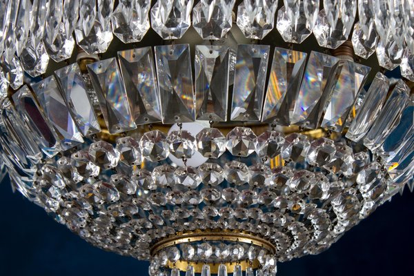 Crystal and Brass Chandelier, Italy, 1940s-MBH-1032504