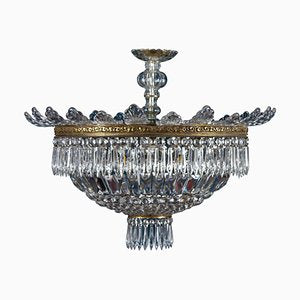 Crystal and Brass Chandelier, Italy, 1940s-MBH-1032504